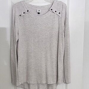 CABI SNAP SHOULDER LIGHTWEIGHT SWEATSHIRT #6119 MEDIUM